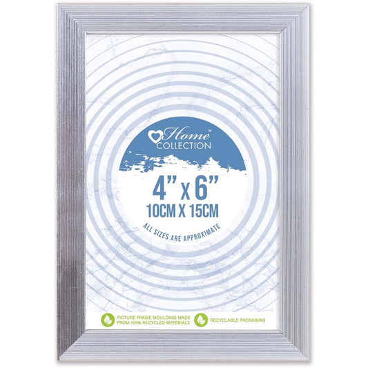 4 x 6" Silver Ribbed Design Photo Frame