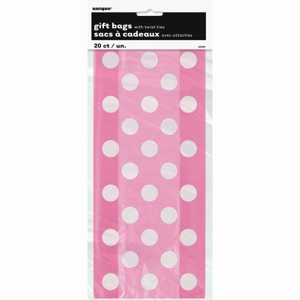 Pack of 20 Hot Pink Dots Cellophane Bags