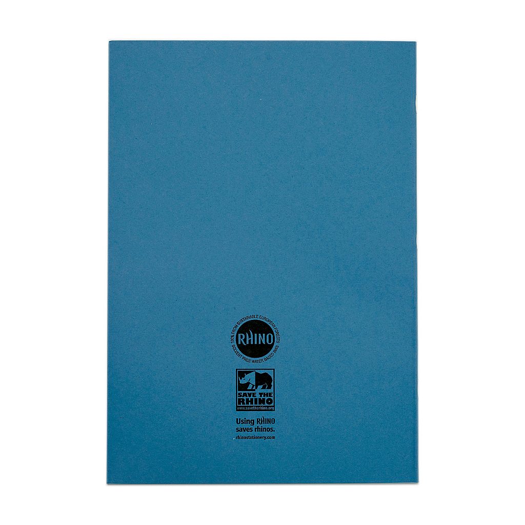 Rhino A4 48 Page Light Blue with Blue Tinted Paper 8mm Lined with Margin Exercise Book