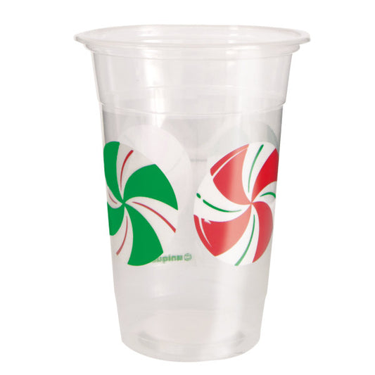 Pack of 8 Peppermint Christmas 16oz Plastic Party Cups