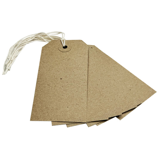 Box of 1000 Brown Buff Strung Tags 96mm x 48mm