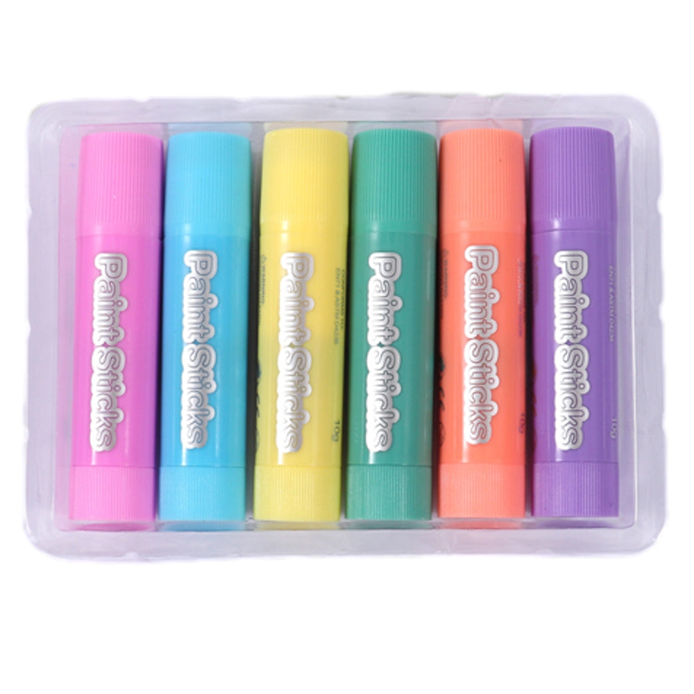 Pack of 6 Macaron Assorted Colour Paint Sticks