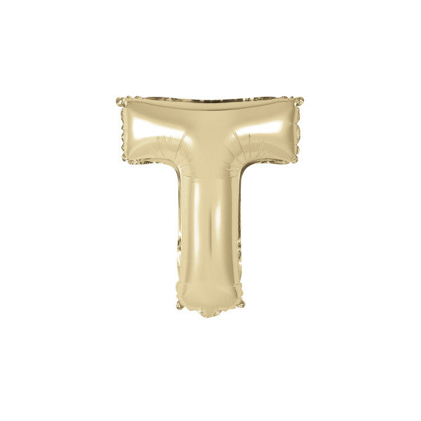 Gold Letter T Shaped Foil Balloon 14"