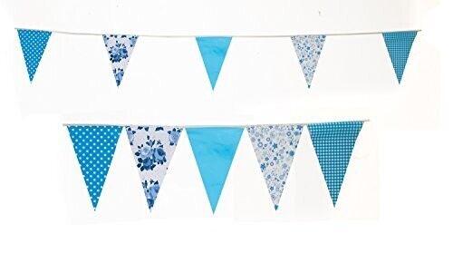 Blue Vintage Print Bunting 10m with 20 Pennants