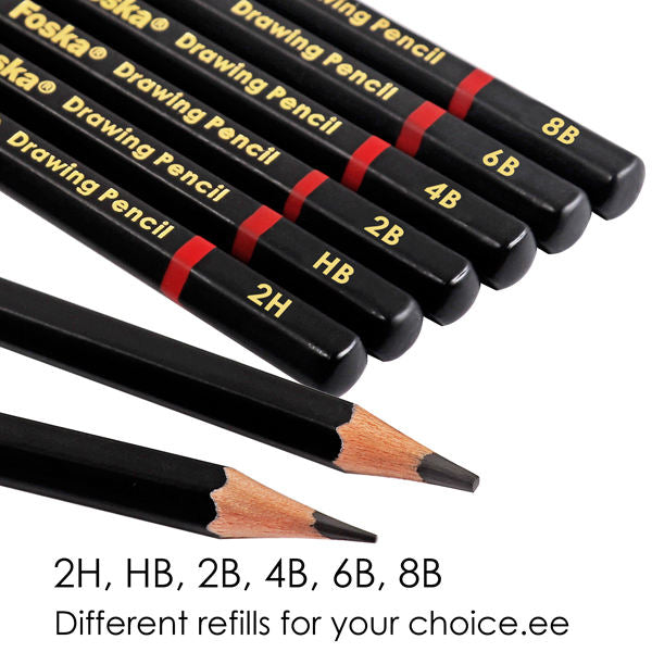 Pack of 12 Professional Quality Sketch Drawing 8B Pencils