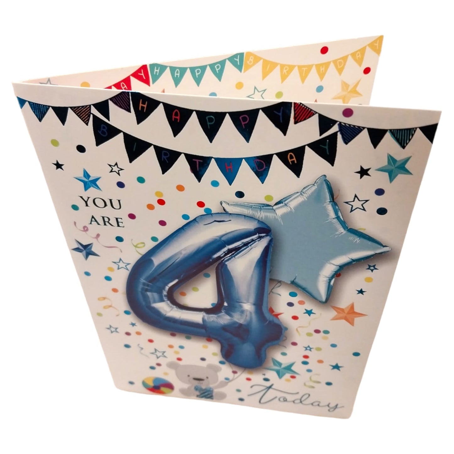 Boy You Are 4 Today Balloon Boutique Birthday Greeting Card