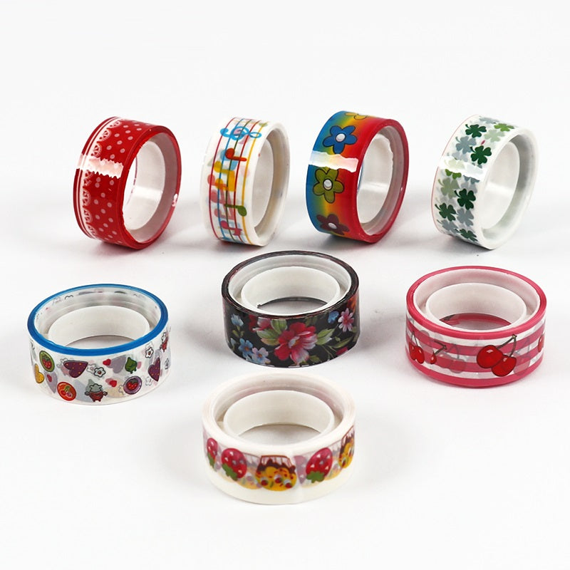 Pack of 8 Fancy Colour Cartoon Washi Tapes 1.5cm x 5m