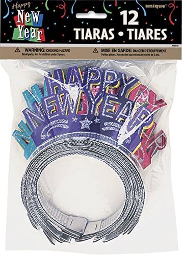 Pack of 12 Assorted New Years Glitter Tiaras