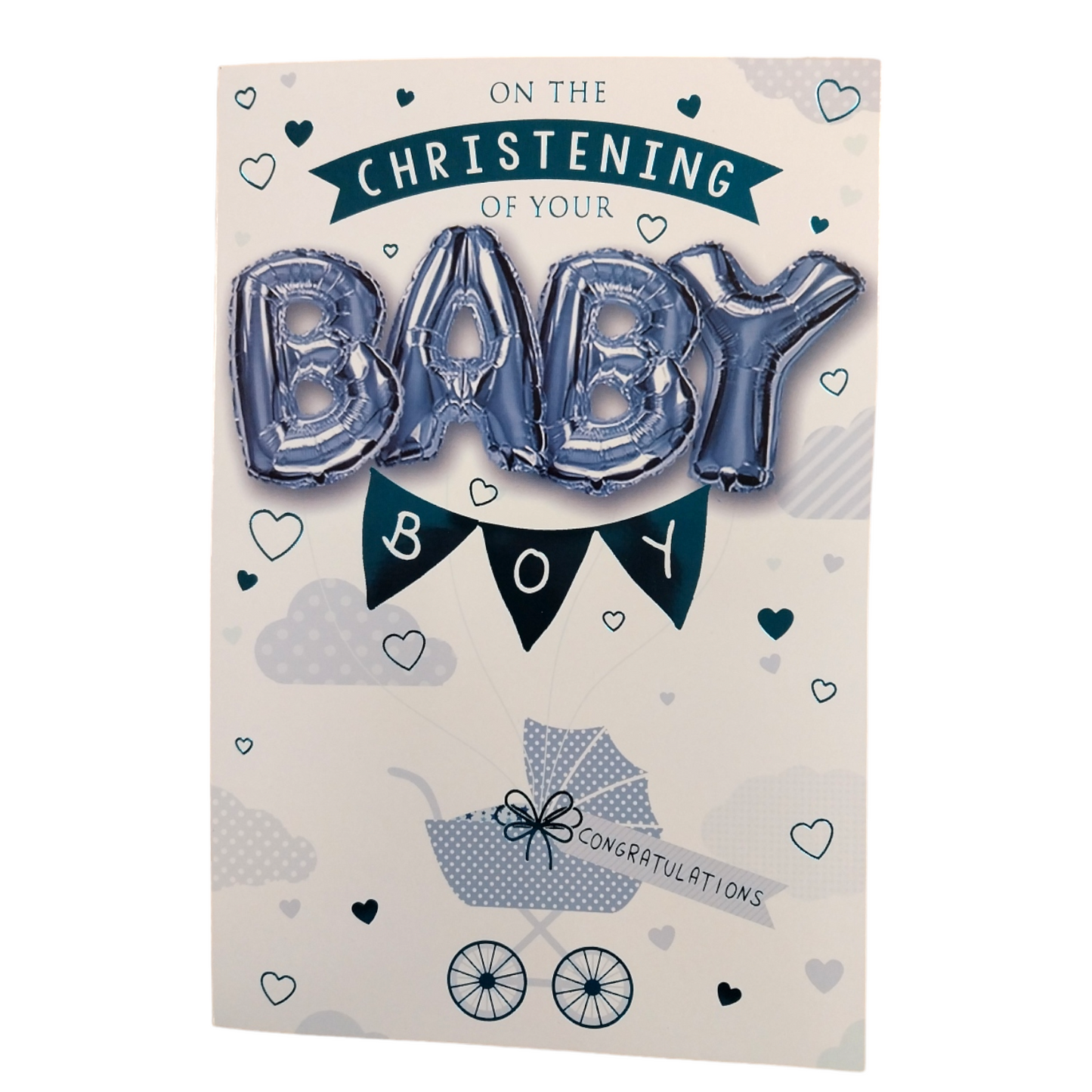 On The Christening of Your Baby Boy Balloon Boutique Greeting Card