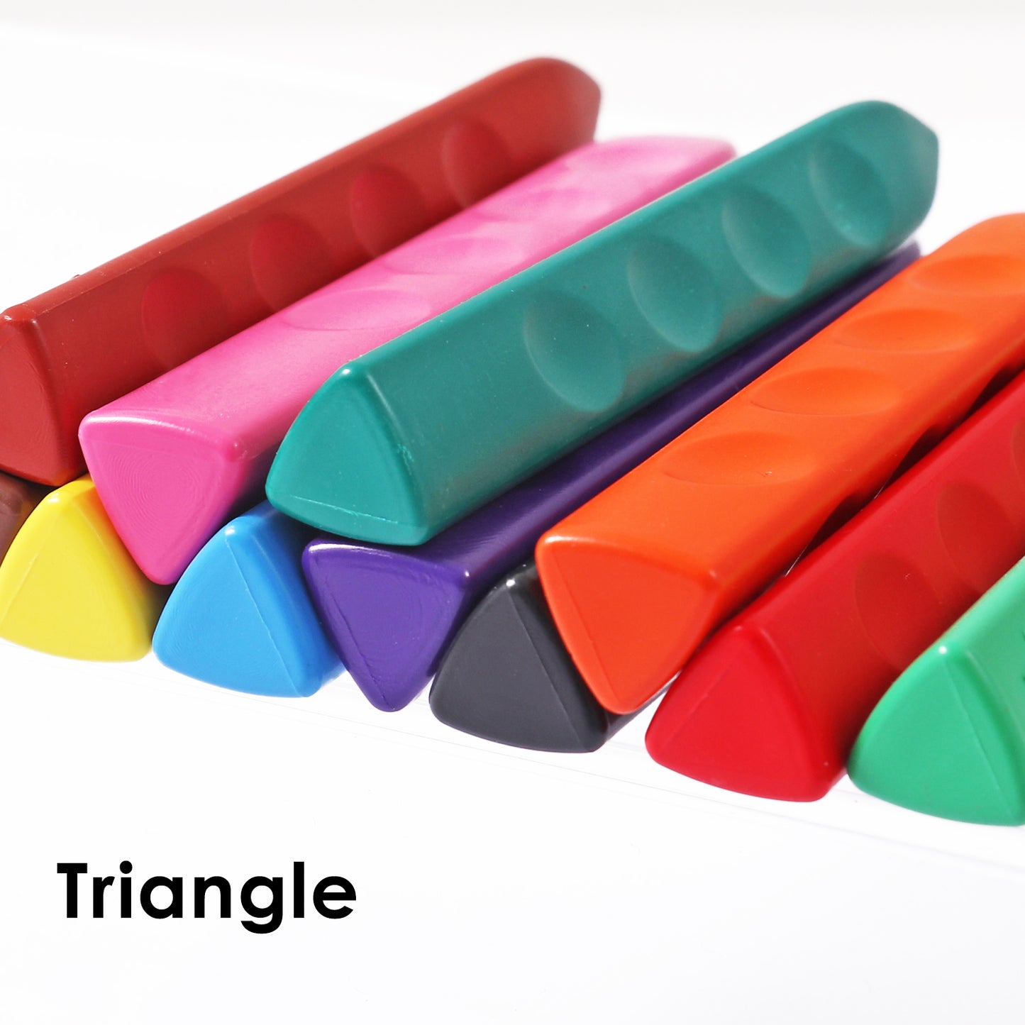 Pack of 12 Assorted Colour Triangular Plastic Crayons