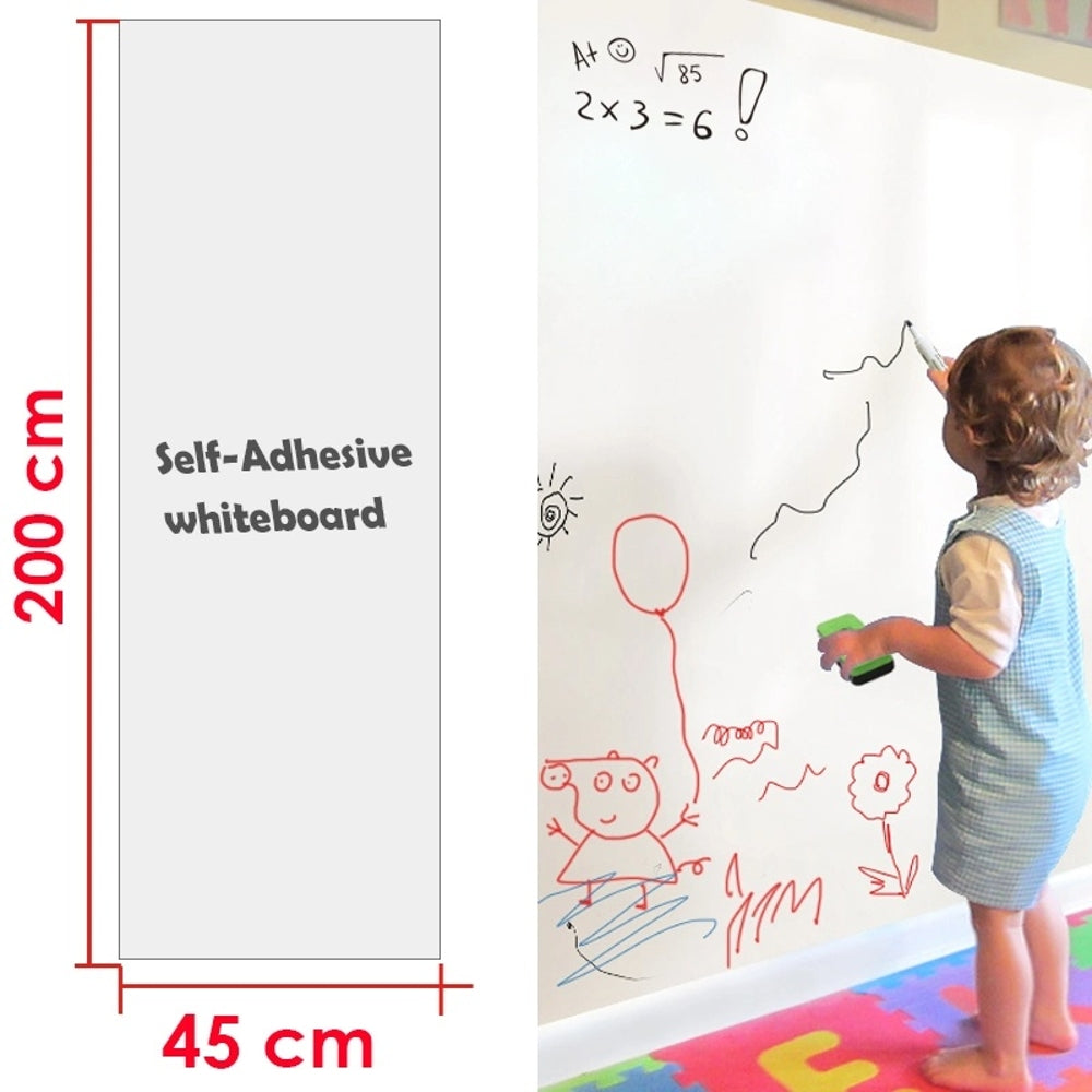 Self Adhesive Whiteboard Roll with White board marker- 45cm x 2m