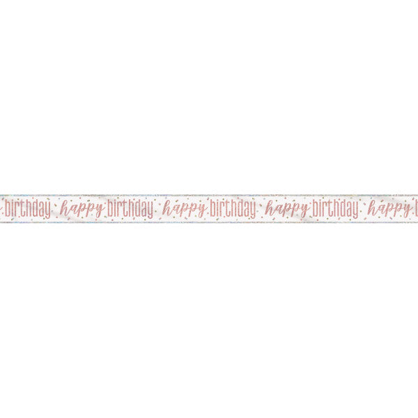 9ft Glitz Rose Gold Foil Banner "Happy Birthday"