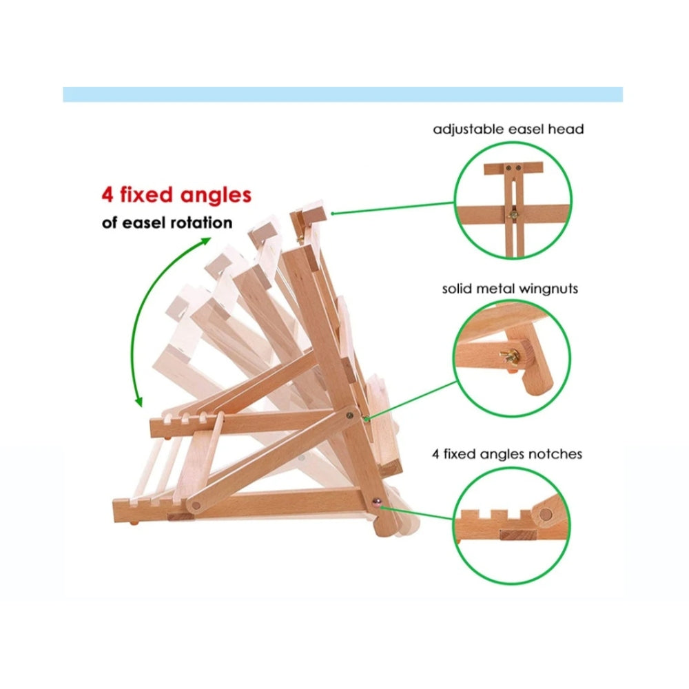 Art Beech Wood Adjustable Tabletop Painting Easel 43 x 36 x 24cm