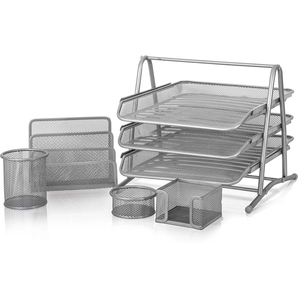 5 Pieces Wire Mesh File Tray Office Organiser set