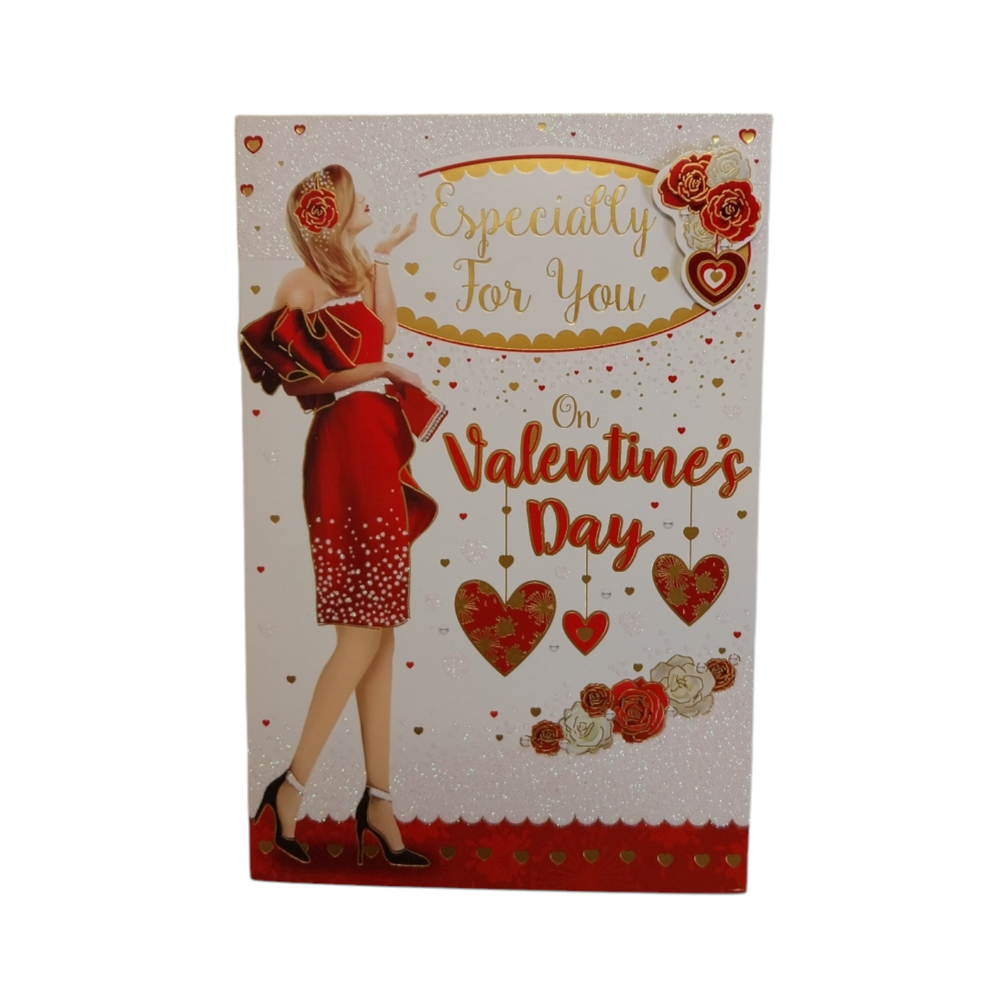 Especially For You Woman In Red Gown Design Valentine's Day Card