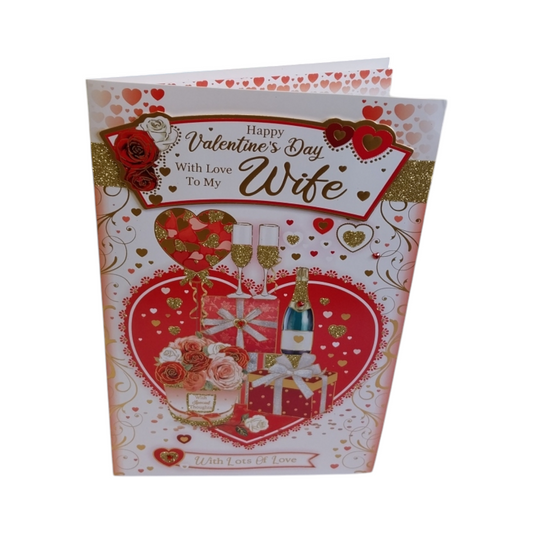 To My Wife Hearts And Gifts Design Valentine's Day Card