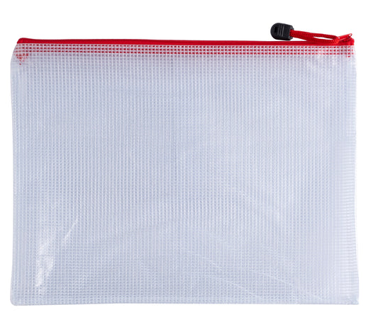 Pack of 12 A3 Red PVC Mesh Zip Bags