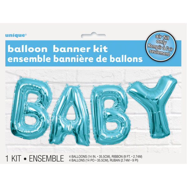 Blue Baby Foil Letter Balloon Banner Kit, 14"