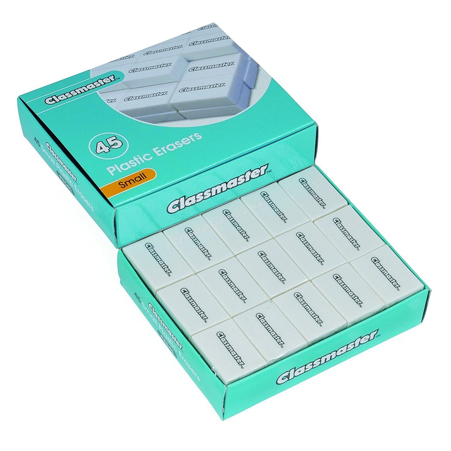 Pack of 45 Classmaster Plastic White Erasers