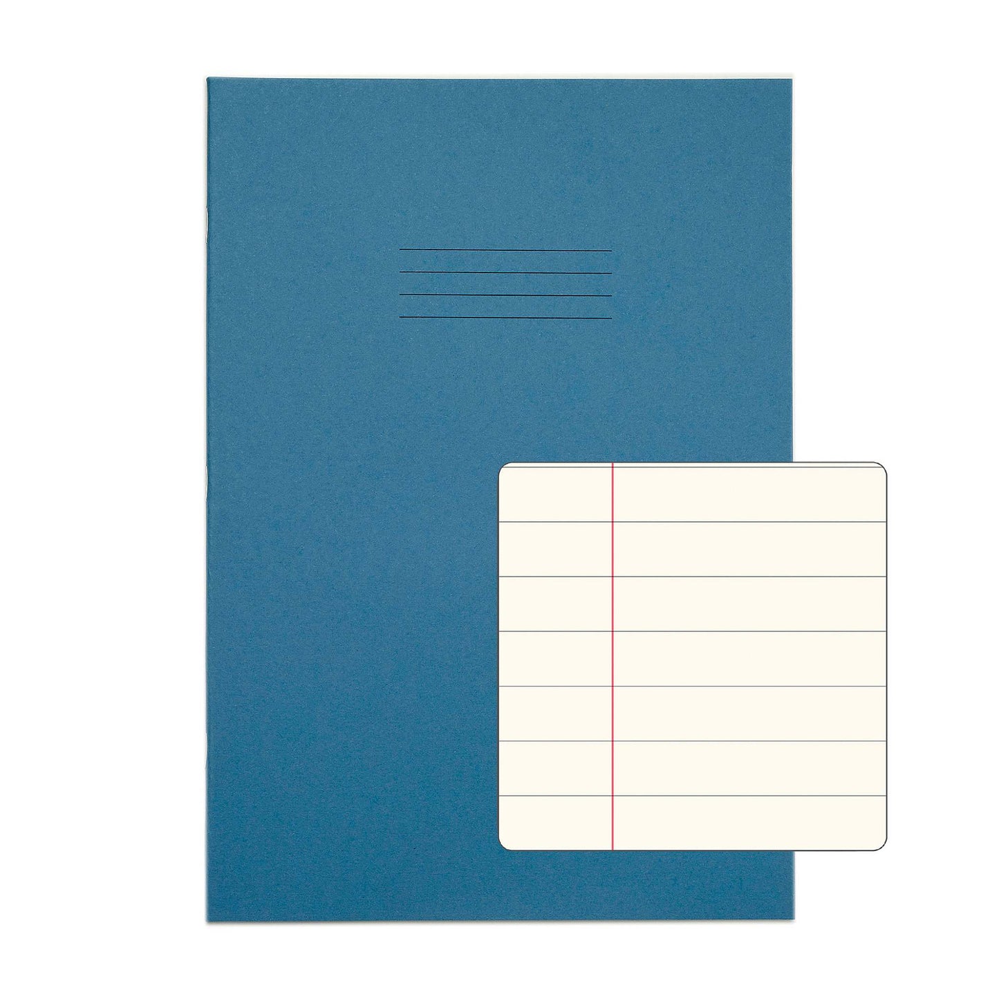 Rhino A4 48 Page Light Blue with Cream Tinted Paper 12mm Lined with Margin Exercise Book