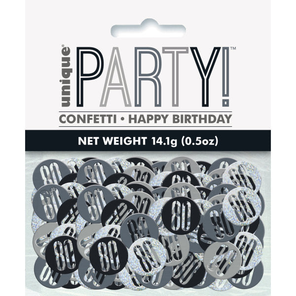 Birthday Black Glitz Number 80 Confetti 5oz