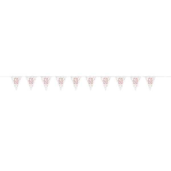 9ft Glitz Rose Gold Prismatic Plastic Number 60 Flag Banner