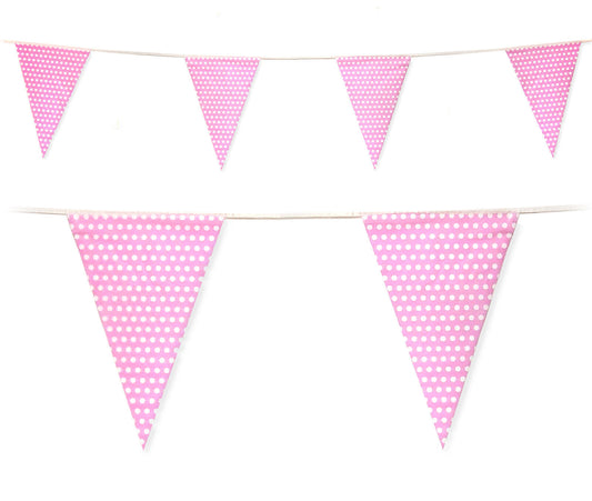 Pink Polka Dot Bunting 10m with 20 Pennants