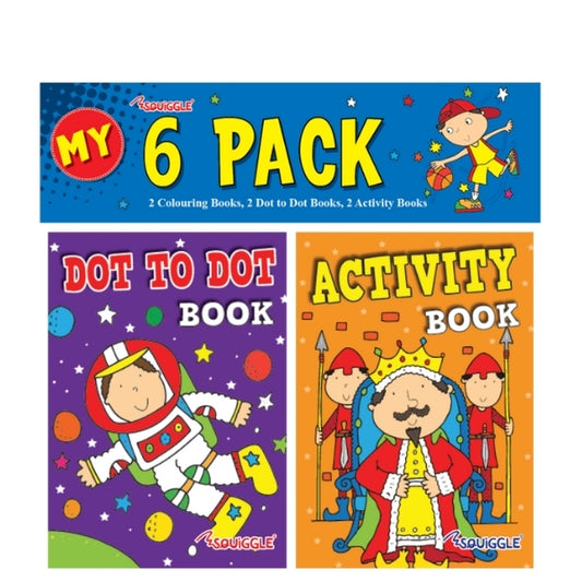 Pack of 6 Mini Colouring & Activity Books for Boys