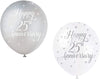 Pack of 5 Happy 25th Anniversary 12" Latex Balloons
