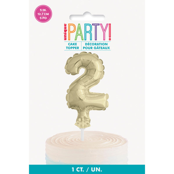 Gold Foil Number 2 Balloon Cake Topper 5"