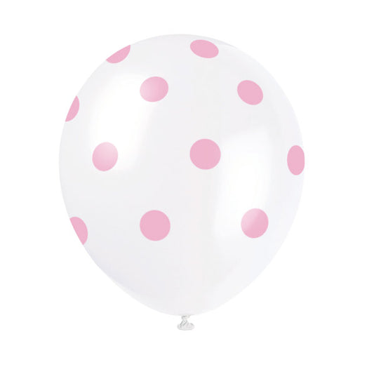 Pack of 6 Lovely Pink Dots 12" Latex Balloons