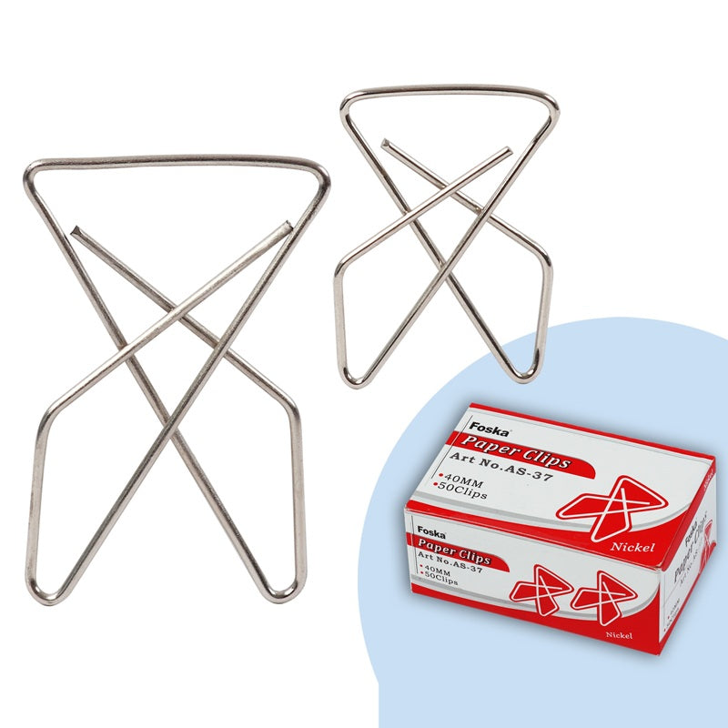 Pack of 12 Nickel Ideal Butterfly Shape 65mm Paper Clips