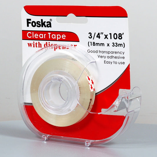 Clear Transparent Tape with Dispenser 18mm x 33m