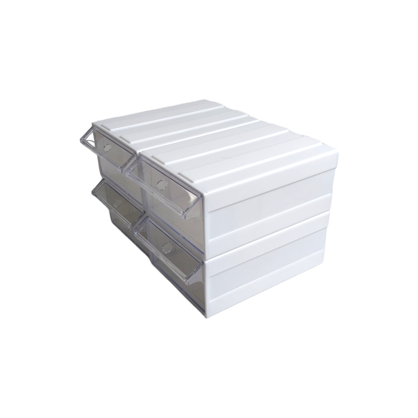 White Stackable Plastic Storage Drawers L203xW135xH79mm with Removable Compartments