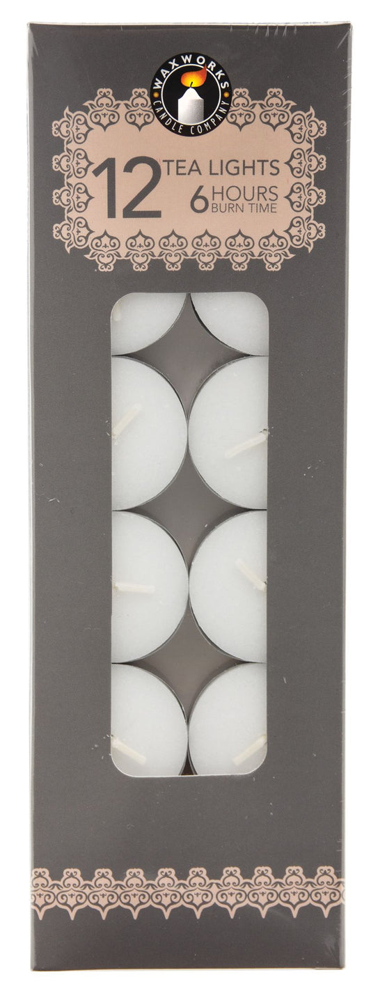 Pack of 12 6 Hour Burn Time White Tea-Lights