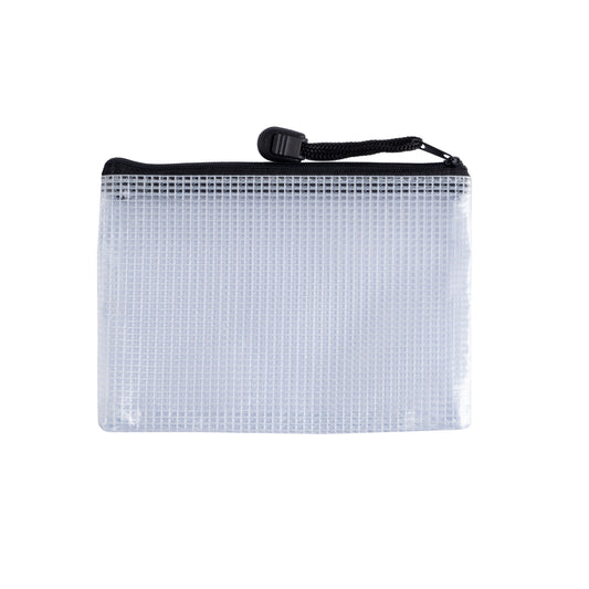 Pack of 12 A6 Black PVC Mesh Zip Bags