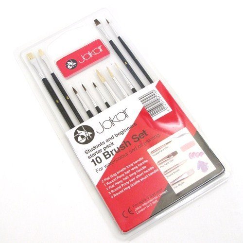 10 Piece Assorted Size Artists Brush Set