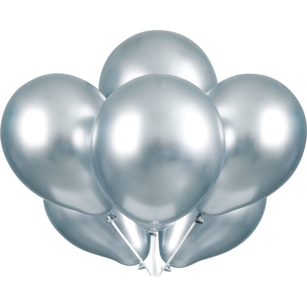 Pack of 6 Silver Platinum 11" Latex Balloons