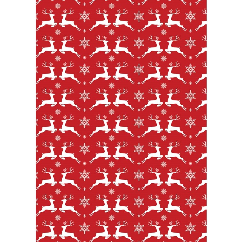 Single 4m Red and White Scandi Design Christmas Gift Wrap Roll