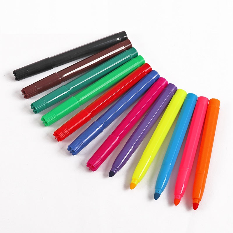 Pack of 12 Assorted Colour Jumbo Water Colour Felt Tip Pens