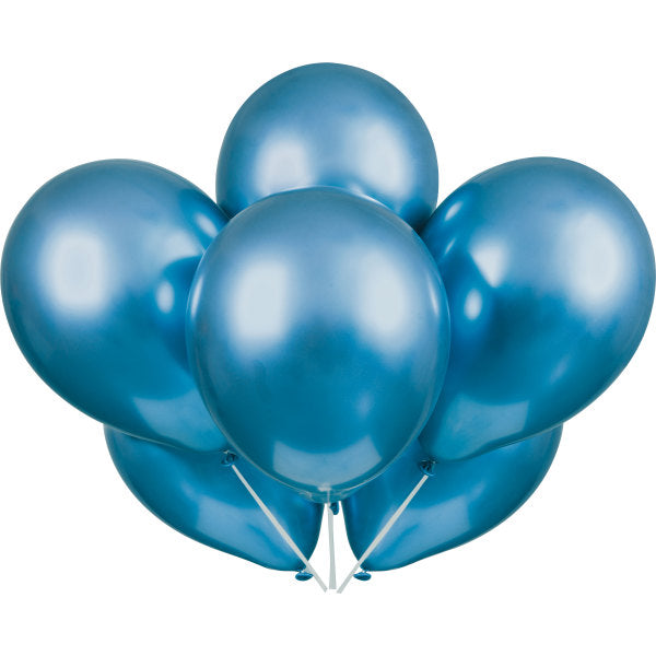 Pack of 6 Blue Platinum 11" Latex Balloons