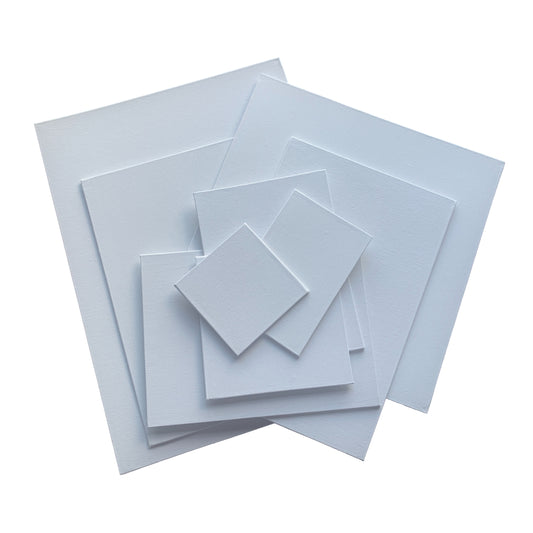 Set of 10 Assorted Sizes Blank White Flat Stretched Board Art Canvas By Janrax