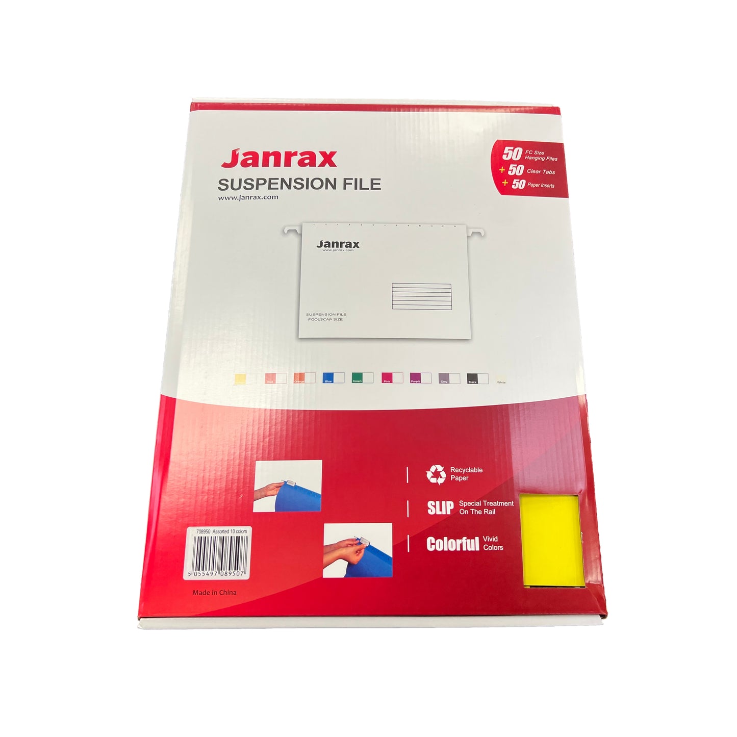 Pack of 50 Assorted Janrax Foolscap Suspension Files