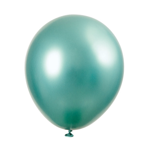 Pack of 6 Assorted Blue, Green & Silver Platinum 11" Latex Balloons