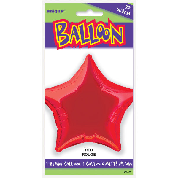 20" Ruby Red Solid Star Foil Balloon