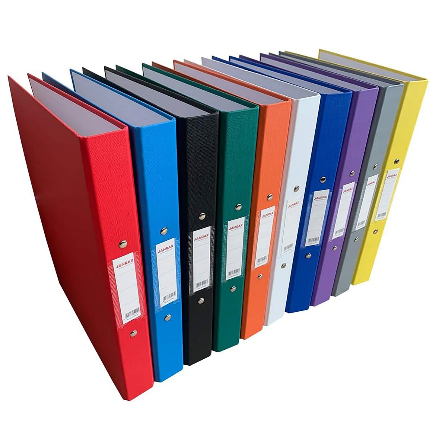 Pack of 10 A4 Assorted Colour Paper Over Board Ring Binders by Janrax