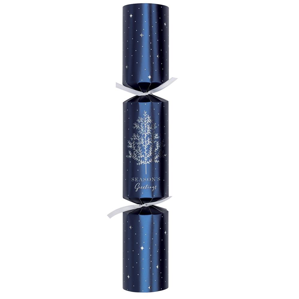 Pack of 50 12" Blue & Silver Tree Design Christmas Crackers