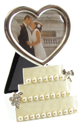 Juliana Silverplated Wedding Cake Photo Frame with Heart 3x3"