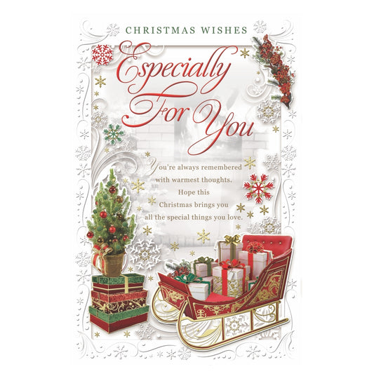 Especially For You Sleigh With Gifts Design Open Christmas Card