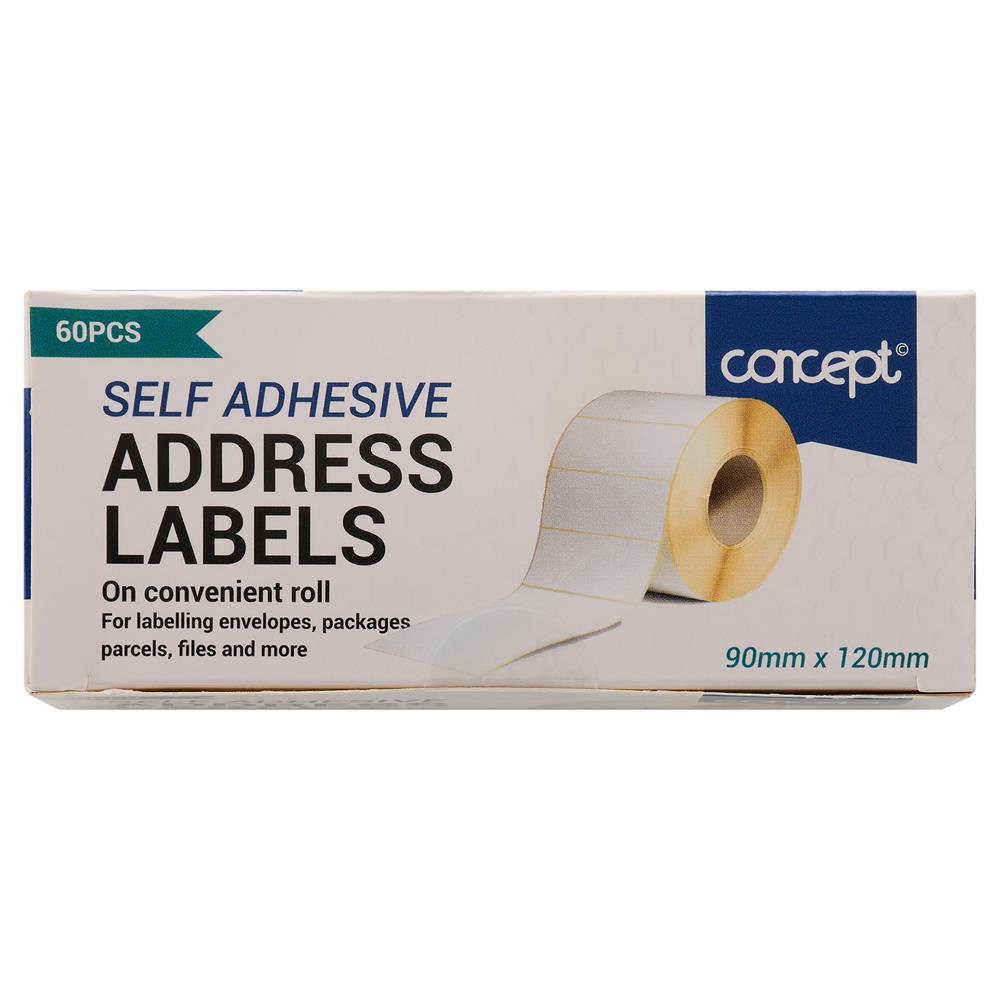 Roll of 60 90 x 120mm Super Size Address Labels by Concept